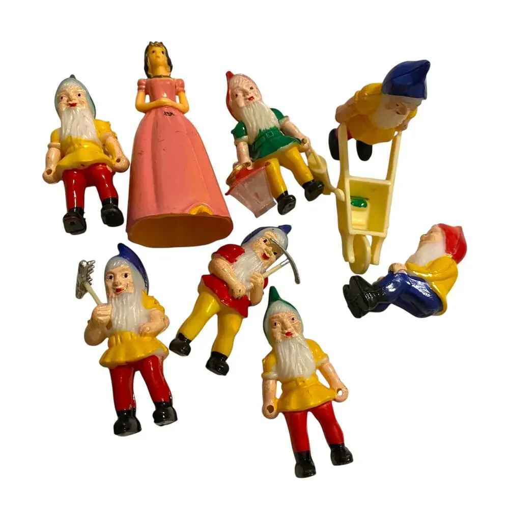 Vintage Snow White and the Seven Dwarfs Hard Plastic Cake Toppers Decoration